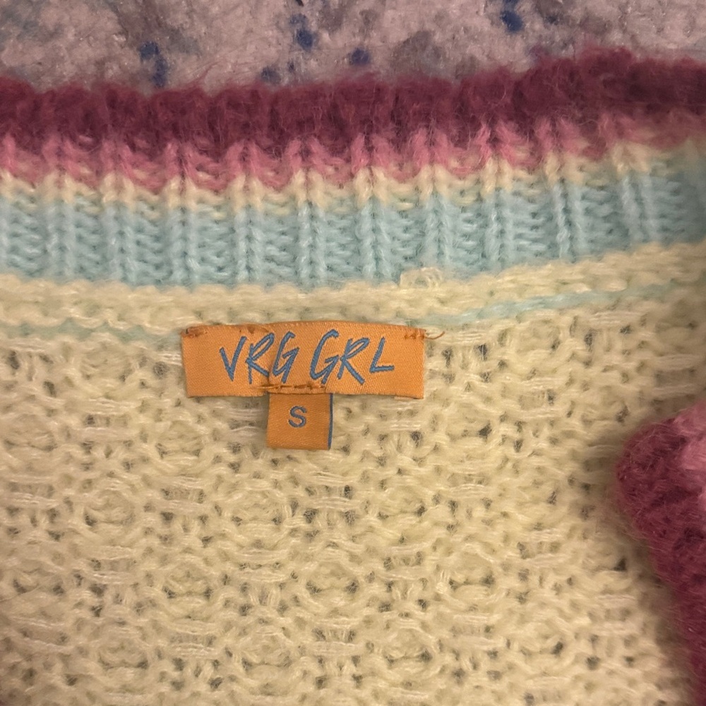 VRG Grl city of money chunky knit wool blend cardigan size small - Picture 3 of 3